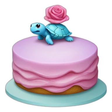 Un gâteau tortue bleu et rose sticker