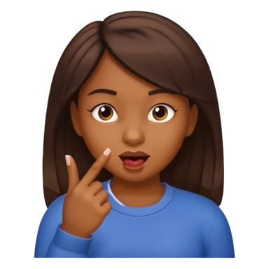 A girl head with the indice finger only the nail in the mouth sticker