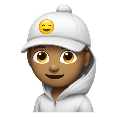 smiling boy in hoodie with visor sticker
