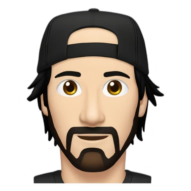 short haired keanu reeves with a black addidas cap sticker