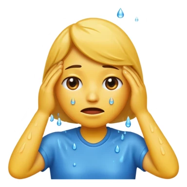 Emoji wipding head with hand and sweat droplets on head sticker