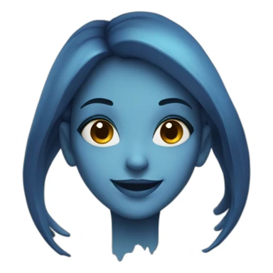 girl face witch smile, blue skin sticker