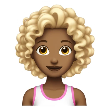 A girl with curly blonde hair with pink streaks in her hair wearing a white tank top ￼ sticker