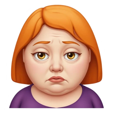 fat woman with droopy eyes and frown sticker