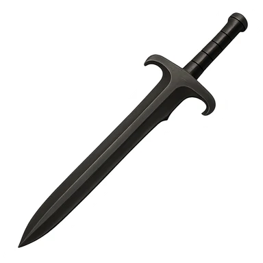 Make this steel 2h sword 10% darker, keep it crisp, shiny, and slightly fancier than iron, realistic metallic steel, emoji style, transparent background. sticker