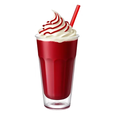 crea una bebida de red velvet con bolitas de yogurt como topping en vaso de plastico con popote, el topping no es crema, son poppings de yogurt sticker