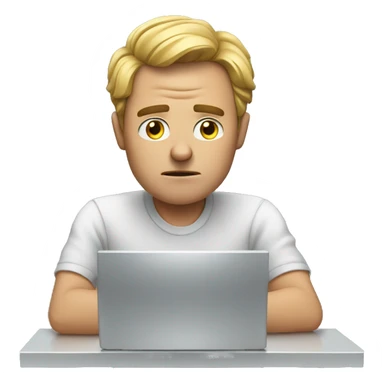 A guy working hard at his computer, while also looking mad sticker