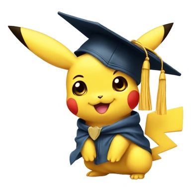 baby pikachu wearing graduation cap sticker