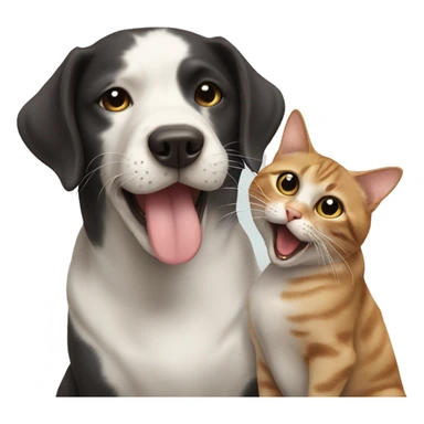dog licking cat sticker