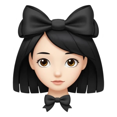 Chica con pelo largo negro con un lazo sticker