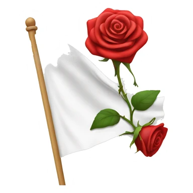emoji white flag with red rose on the center sticker