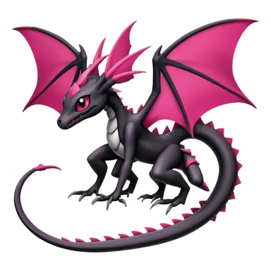 Magenta, black and white Meloetta-Flygon-Gorebyss-Salandit-Gargoyle-Pokémon-Fakémon-creature-fusion-hybrid sticker