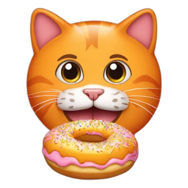 an orange cat eating a donut sticker