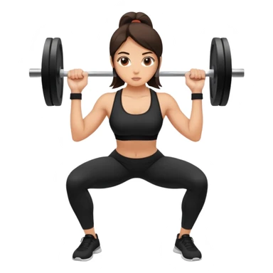 brunete girl doing squats with weight at the gym with all black outfit sticker