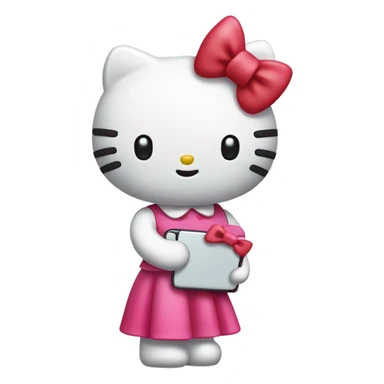 Hello kitty with a pink bow and a red phone in her hand sticker