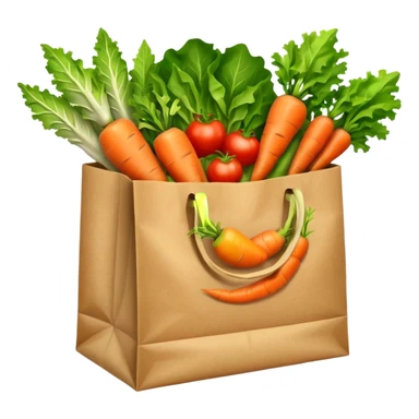 paper bag with vegetables. Transparent background sticker