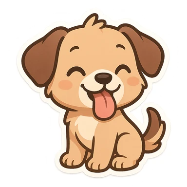 chibi sticker of a playful puppy with a big tongue sticker