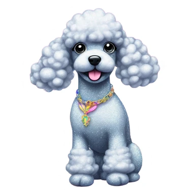 Lisa frank glitter poodle with clouds   sticker