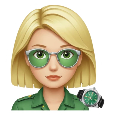 Breitling green faced watch on blonde girl wrait sticker