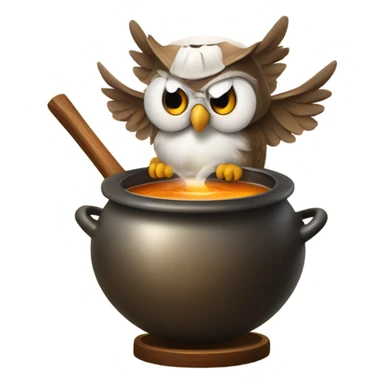 owl boiling herbal tea in cauldron  sticker