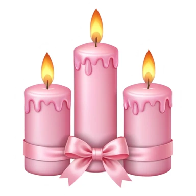 light pink burning candles with bow sticker