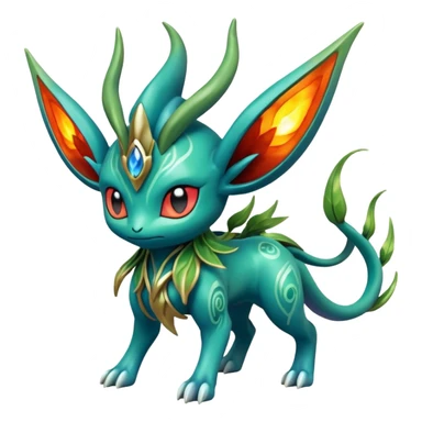 Futuristic volcanic elemental badass cool tough evil Suicune-Bayleaf-Celebi-Pokémon-Fakémon-hybrid-creature sticker