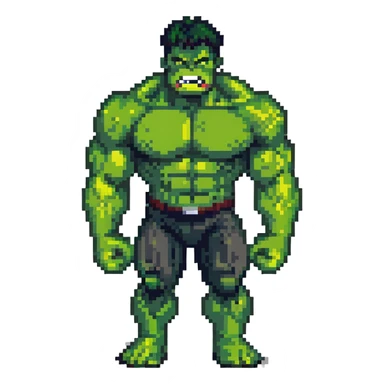 Hulk, green muscular superhero with angry expression sticker