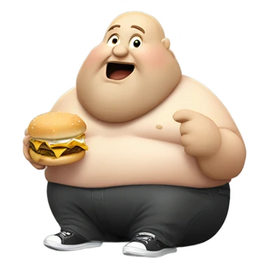 a very fat man eating mcdonald’s sticker