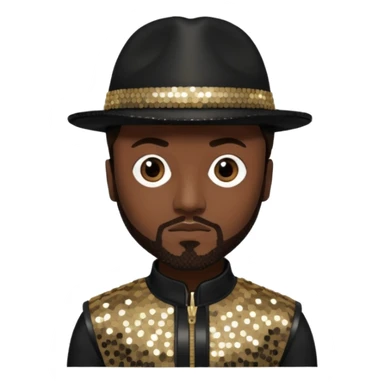 Will.i.am from Black Eyed Peas with dark brown hair, black sequin outfit  sticker