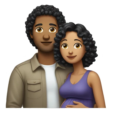 A man with curly black hair and a pregnant woman with shoulder-length, slightly blonde hair. sticker