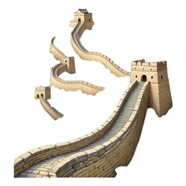 Great Wall of China, winding along mountain ridge, iconic stone structure, emoji style sticker