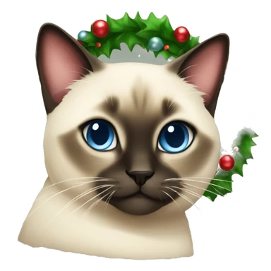 cute and fluffy siamese cat with christmas garland sticker