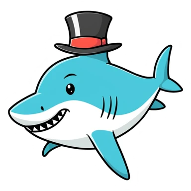 Shark with a top hat sticker