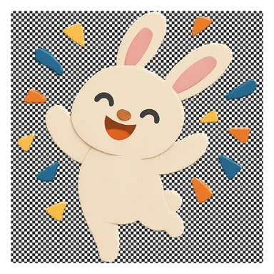 Edit the bunny's tummy to be visually good looking and well shaped, removing any imperfections on the body part. Keep all other design elements unchanged sticker
