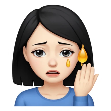 woman crying with black hair sticker