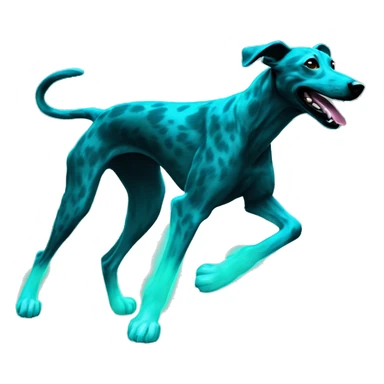 Brindle dog lurcher running cyan glow sticker