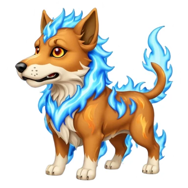 Cerberus, the hound of hades. Blue flames around. sticker