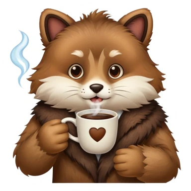 furry holding a cup of coffee sticker