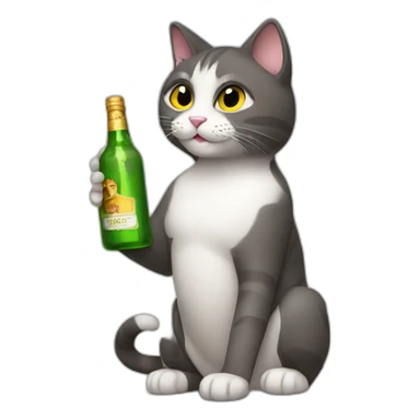 Cat holding a bottle of alcohol sticker