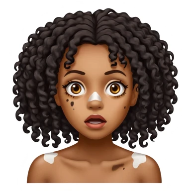 Emoji of a very shocked black female with vitiligo (alot of vitiligo patches) sticker