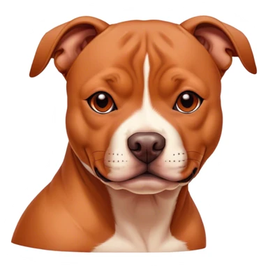 Cinematic Noble Red/Fawn Staffordshire Bull Terrier Portrait Emoji, Poised and regal, with a compact, muscular build and a sleek, well-groomed red/fawn Fur accented by subtle white markings, deep-set soulful dark eyes, Simplified yet sharp and sophisticated features, highly detailed, glowing with a soft, dignified glow, high shine, intelligent and loyal, stylized with an air of strength, focused and attentive, soft glowing outline, capturing the essence of a watchful and confident guardian, so majestic it feels as though it could stride out of the screen with effortless authority! sticker