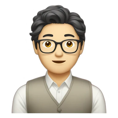 korean guy with glasses and curtains hair sticker