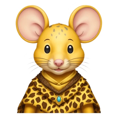 a jerry mouse wearing ancient animal skin cloth, half body, icon, yellow skin, spring sticker