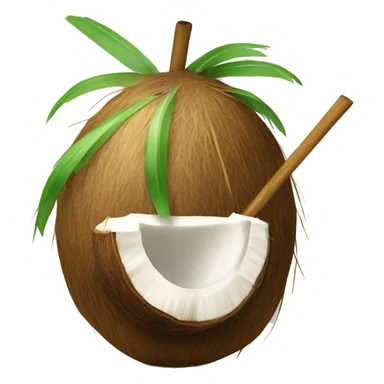 Coconut with straw for coconut water sticker