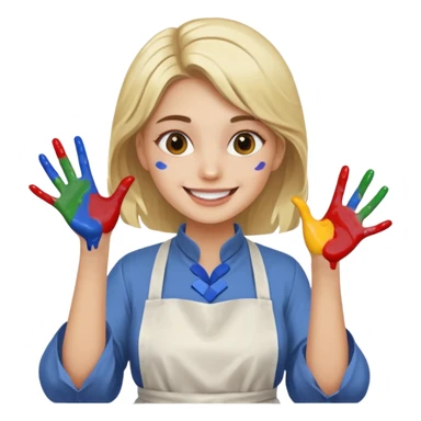 Young Women painting smilling tablier sticker