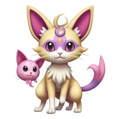 Meowth-Espeon-Skitty-Pokémon-Fakémon-hybrid-creature (full body) sticker