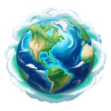 Cinematic Realistic Earth Emoji, depicted with vibrant blue oceans, swirling white clouds, and lush green continents rendered in exquisite detail, high shine, and a soft radiant glow that captures the dynamic, life-sustaining beauty of our home planet. sticker