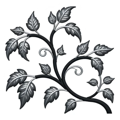 Black and silver filigree vine design, 3D, extremely detailed design sticker