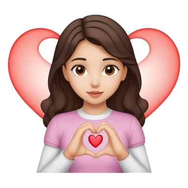 Secu Brunnete girl with two hands creating a heart shape sticker