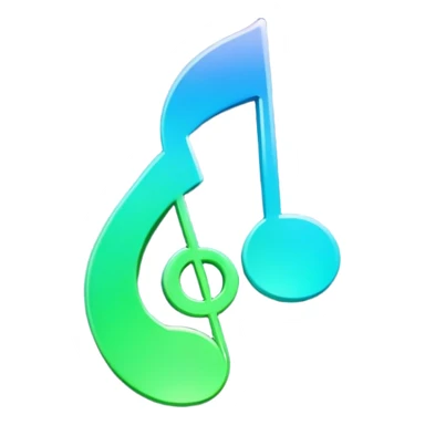 3D gradient blue to green music icon logo note  no background unique y2k clipart sticker